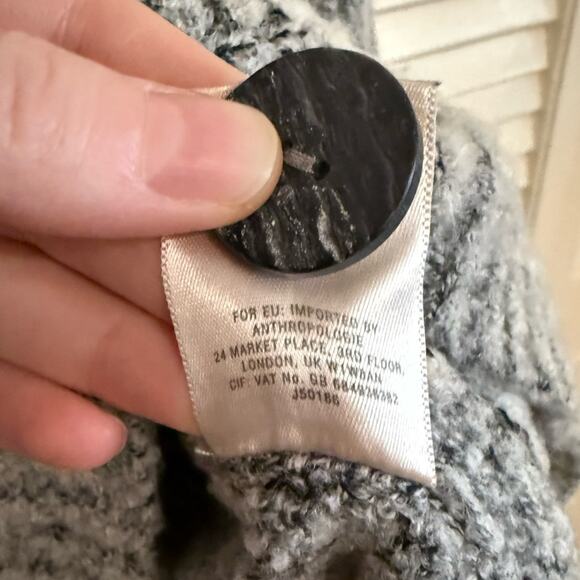 Anthropologie Angel of the North Grey Wool Blend Chunky Knit Cowl Neck Sweater - Picture 7 of 8